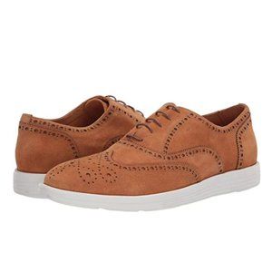 Driver Club USA Men's Leather Lightweight Oxford Wingtip, Caramel Suede, 9 M US